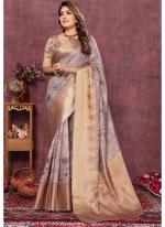 Silk Grey Traditional Wear Weaving Saree